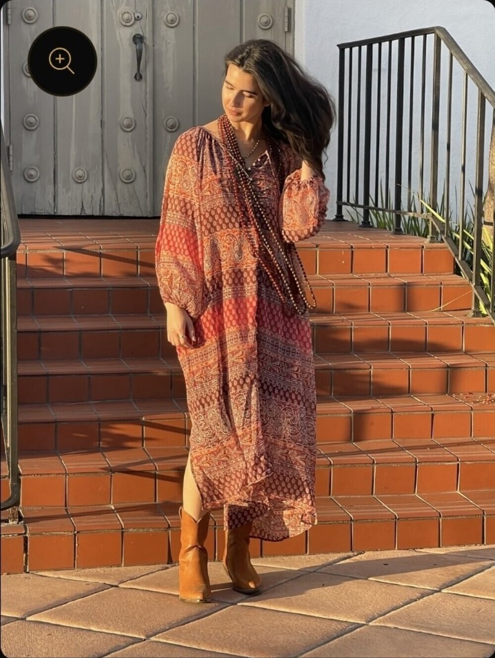 Dress Forum Boho Printed Maxi Dress in Rust Multi Size S